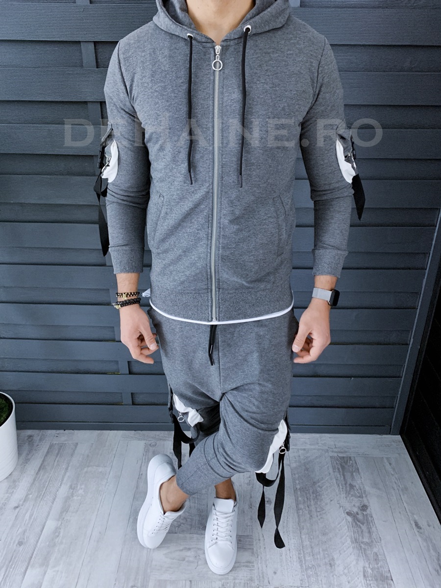 Trening barbati premium pantaloni + hanorac gri zr a8988 87-5
